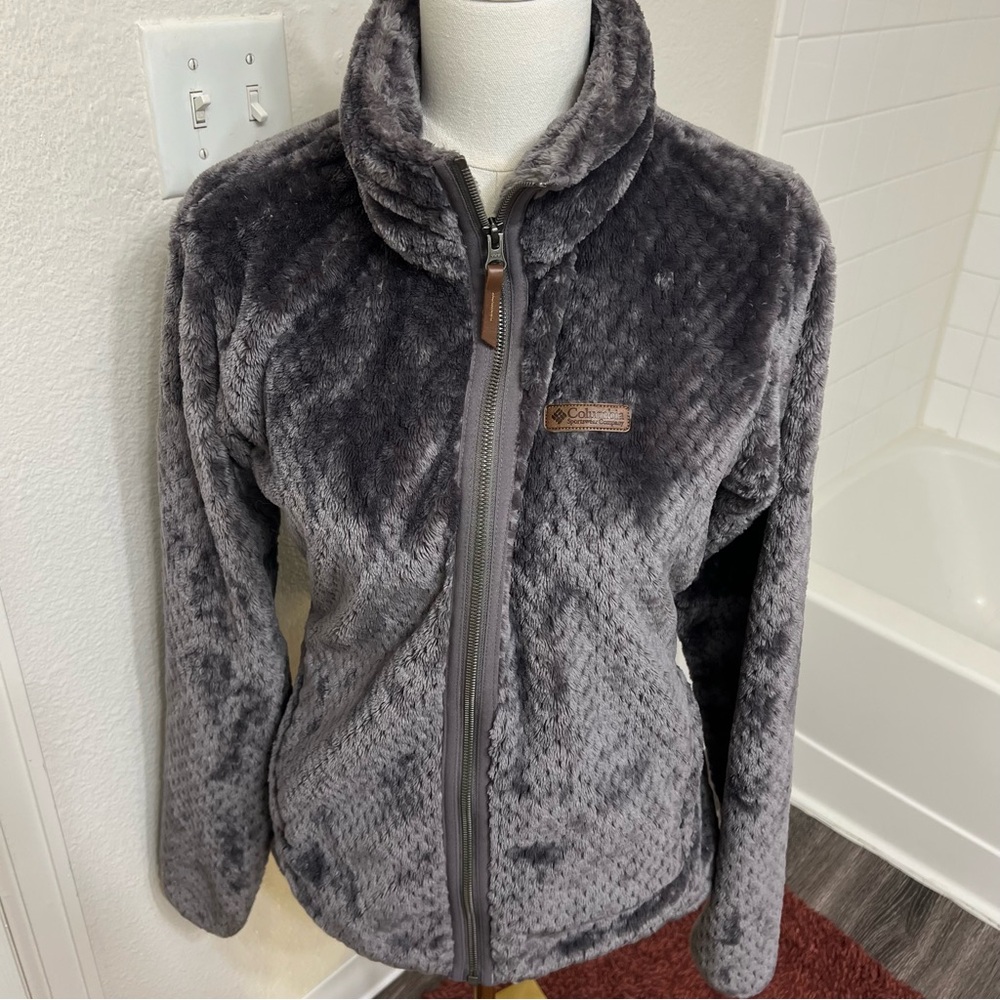 NWOT Columbia gray fuzzy zipup jacket sweatshirt outerwear fleece outdoors basic